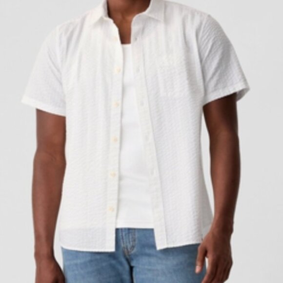 Gap Factory, Seersucker Shirt in Standard Fit, White, Large, EUC - Picture 2 of 4